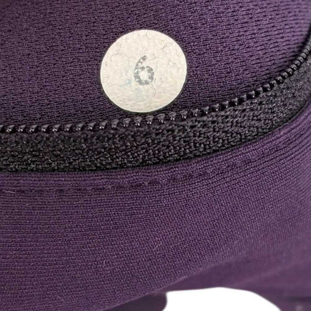 Lululemon Purple Leggings‎ Size 6 Drawstring Waist Zip Pocket Lettuce Hem